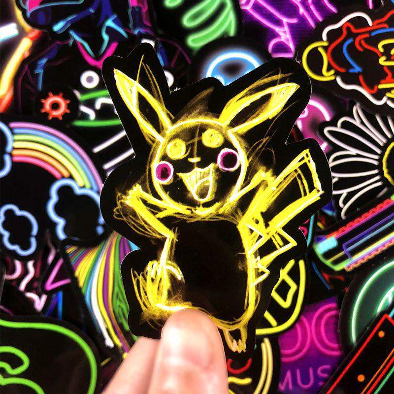 手帐贴纸原宿手机ins风霓虹灯100张复古DIY笔记本电脑装饰防