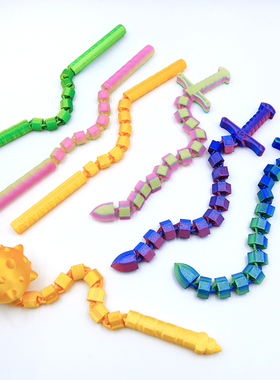 3D打印剑鞭玩具创意趣味解压玩具益智儿童礼物摆摊定制收缩剑宝剑