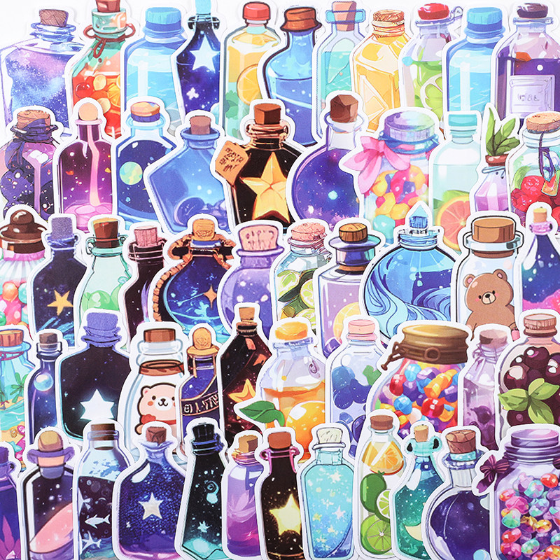 原创瓶中世界贴纸创意个性杯子手机行李箱电脑儿童手帐卡通贴画