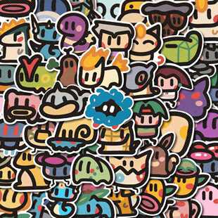 饰 200张可爱oldschool宝可梦贴纸卡通手账笔记本电脑手机行李箱装