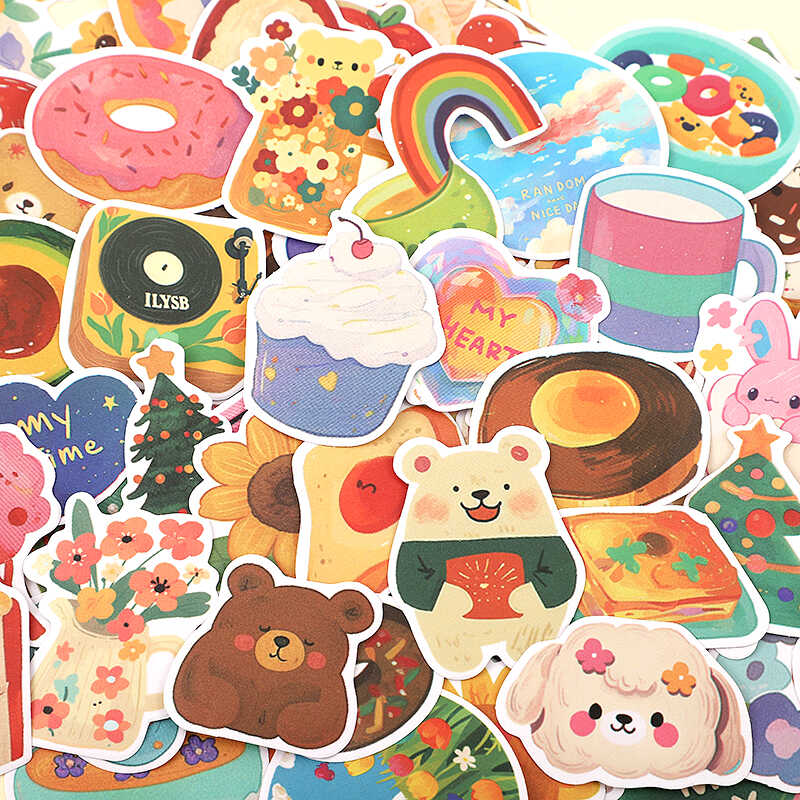 韩系ins风可爱水彩画高颜值贴纸手帐装饰素材diy相册儿童卡通贴画