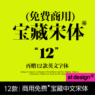 12组宋体字体版式搭配 中文字体设计素材 中英文搭配