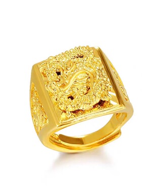 古法仿真黄金色指环霸气龙戒指