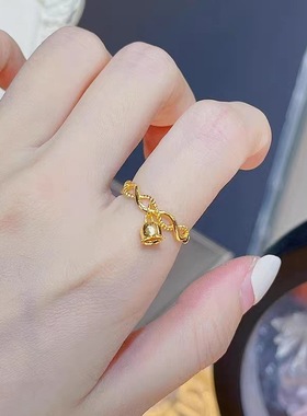 古法仿真黄金色指环铃兰花戒指