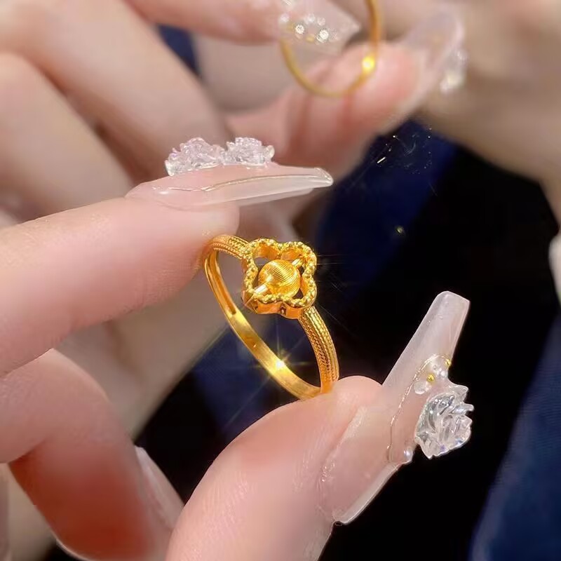 古法仿真黄金色转运猫眼珠戒指