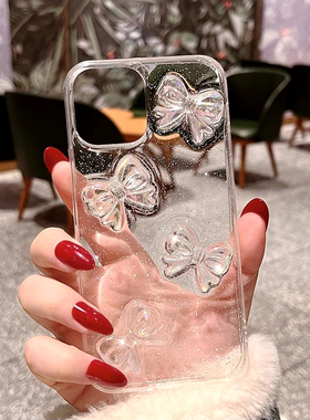 闪粉水晶蝴蝶结适用OPPOreno15手机壳14滴胶13/12/11创意A6/A1/A2/A3防摔套A5PRO潮K12/K11/K10软壳FINDX8/7