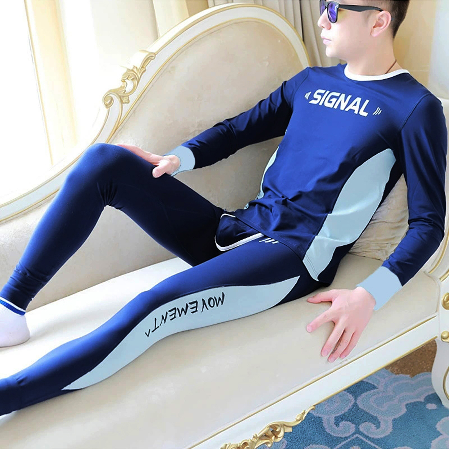 男士秋衣秋裤套装男纯棉秋冬薄款保暖内衣青年修身打底长袖棉毛衫