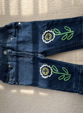 元 英国 Stell*蓝色花朵牛仔裤童装裤子儿童棉质休闲长裤薄款防蚊