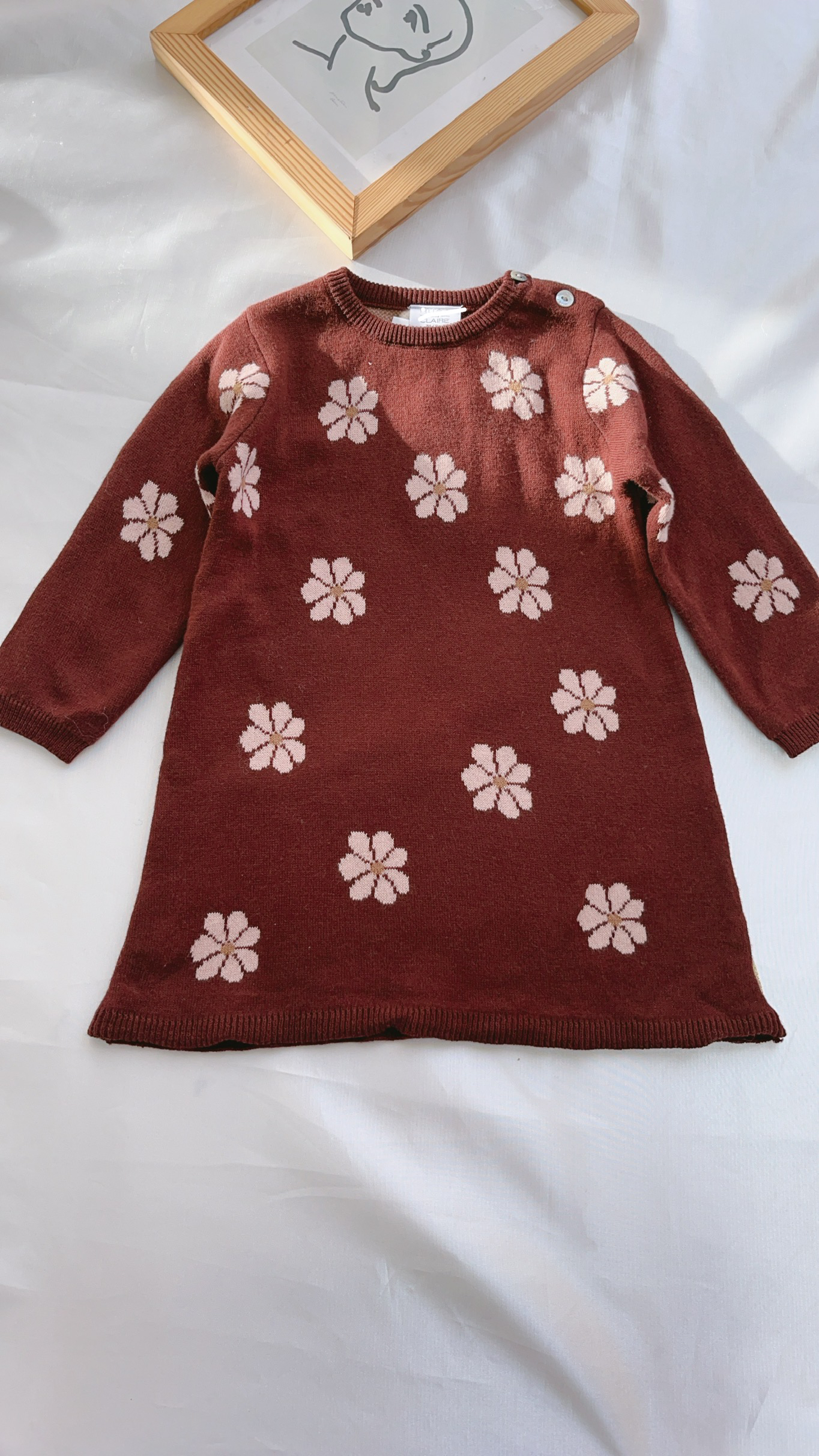 丹麦Hust 女童连衣裙秋装衣服婴儿纯棉针织毛衣裙子女宝宝春秋款