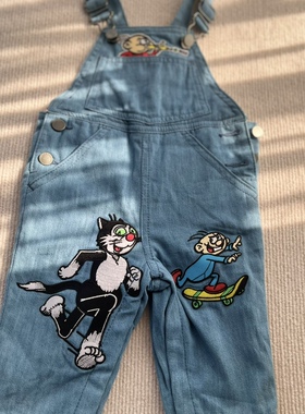 元 英国 Stell* 猫咪背带裤女童夏连衣裤夏装儿童潮衣牛仔吊带裤