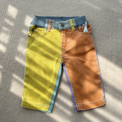 元 英国 Stell* 儿童拼色牛仔裤宝宝背带短裤