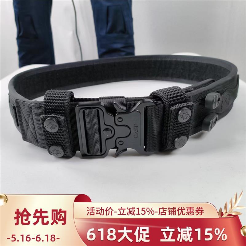 CASP战术尼龙腰带2.1英寸工字锁合金插扣连塑胶约束带2条黑色