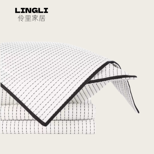 LINGLI 现代条纹黑白儿童样板间家居软装床上用品四件套床品4件套