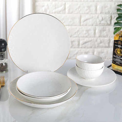 西餐盘陶瓷金边轻奢碗碟套装组盒