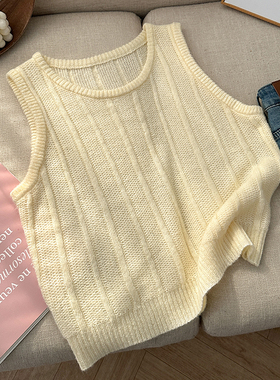 1CoMo  春季新款羊毛混纺百搭时尚圆领简约大方宽松韩版马甲5109