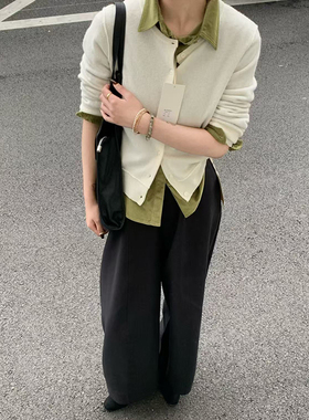 CoMo 羊毛针织开衫2025年秋冬新款时尚百搭长袖毛衣外套2186