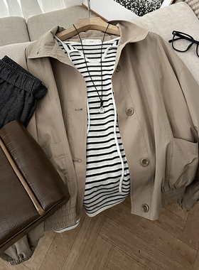 CoMo 新款秋季日常穿搭百搭时尚韩版设计感舒适长袖立领夹克2507