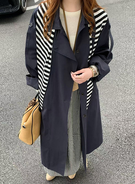 CoMo 新款秋季百搭时尚韩版设计感气质通勤显瘦休闲长款风衣7930