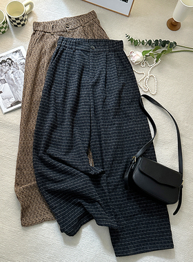 1CoMo 新款百搭时尚通勤复古显瘦宽松舒适松紧腰阔腿休闲裤02201