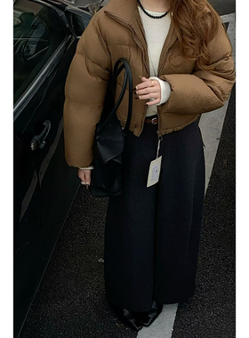 CoMo 针织领羽绒服女秋冬立领保暖面包服时尚减龄显瘦外套8801