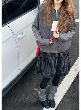 CoMo 韩系拉链毛衣女灰色宽松显瘦上衣柔软亲肤时髦减龄冬装9562