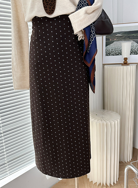 1CoMo 新款百搭时尚日常气质显瘦休闲中长款秋冬波点直筒裙97068