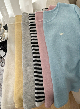 1CoMo 新款全羊毛时尚百搭韩版设计感简约大方显瘦针织短袖3298