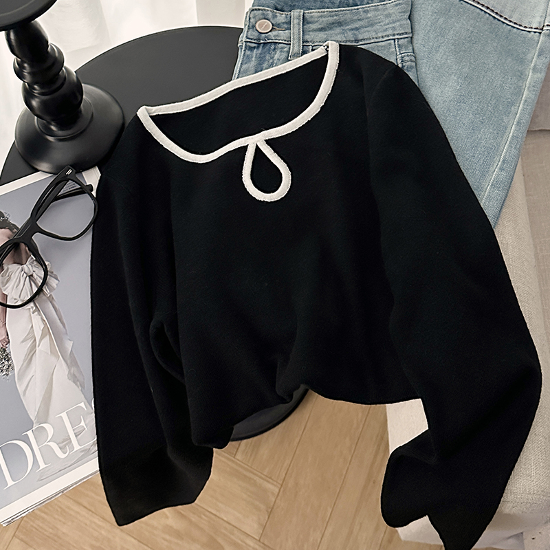 1CoMo 新款羊毛混纺韩版设计感显瘦时尚日常桃心套头针织衫8803