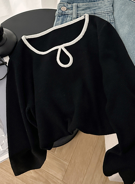 1CoMo 新款羊毛混纺韩版设计感显瘦时尚日常桃心套头针织衫8803