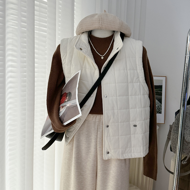 1CoMo 新款百搭时尚日常通勤秋冬保暖复古韩版立领棉马甲8122