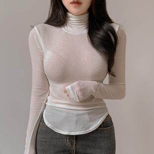 T恤he 打底长袖 MG509薄薄好穿舒适 性感高领修身