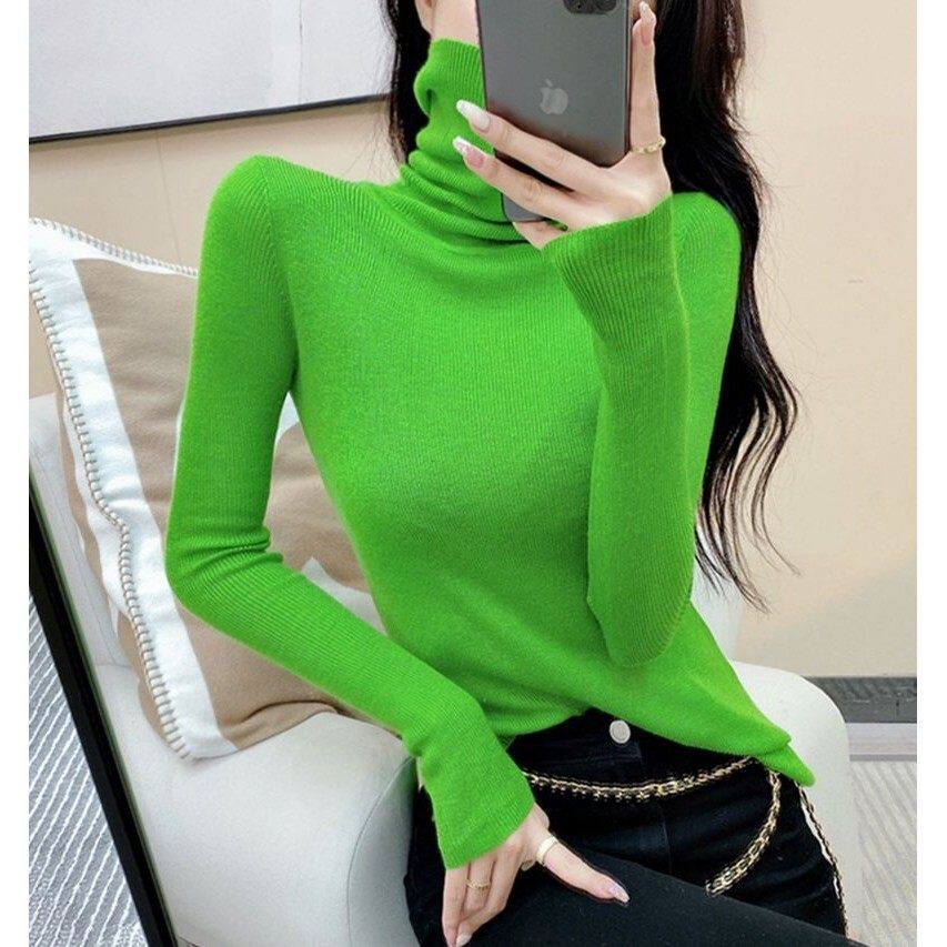 欧洲站秋冬高领修身内搭羊绒针织薄毛衣百搭糖果色长袖软糯打底衫