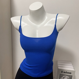 上衣吊带美背女宝蓝色露背背心内夏克莱因显瘦打底搭