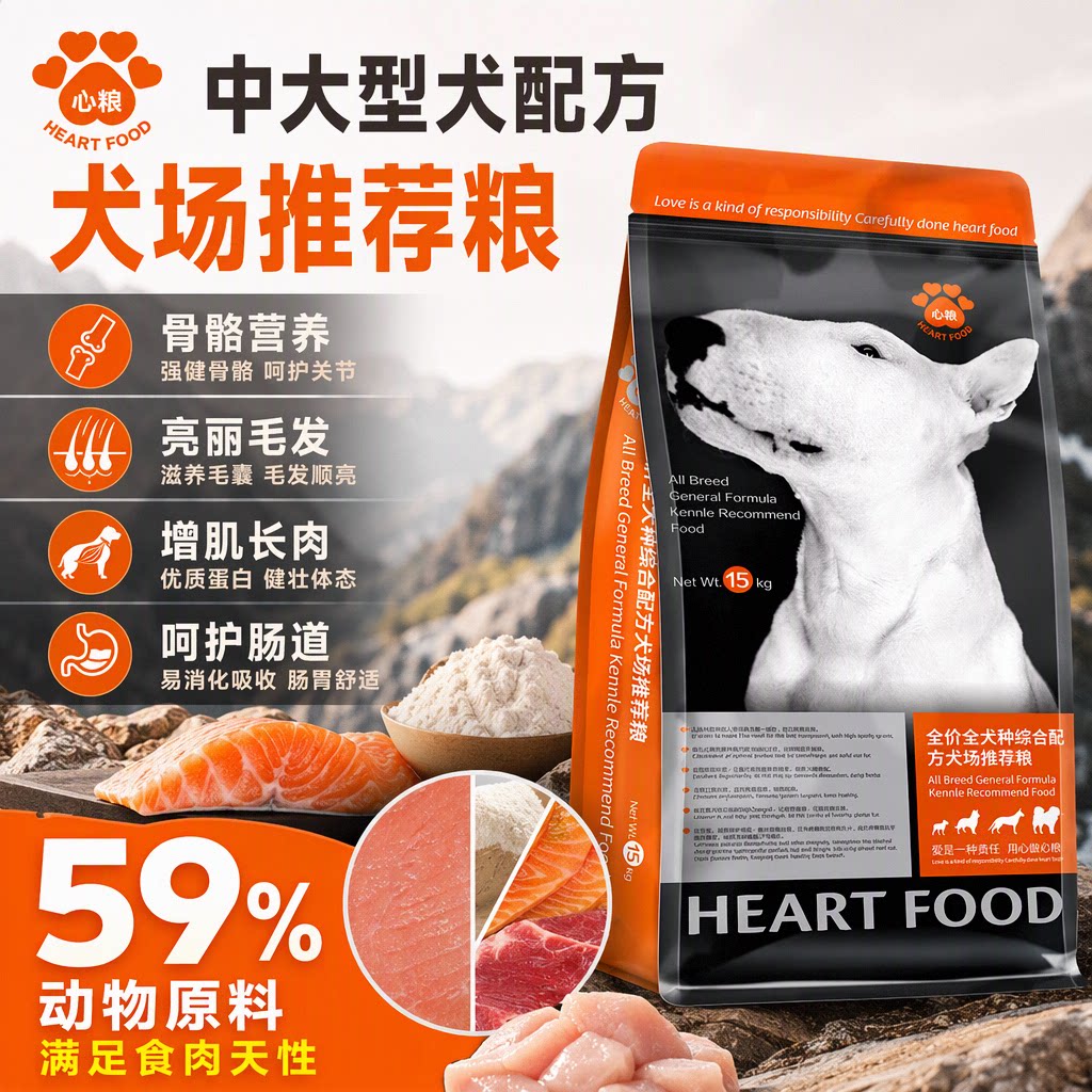 心粮犬场专用中大型成犬全价狗粮罗威纳金毛恶霸德牧边牧通用30斤图片