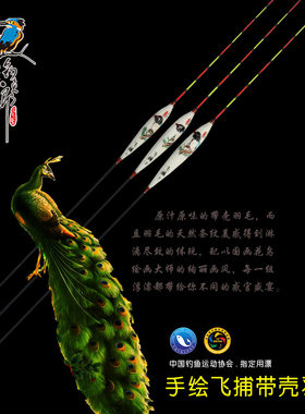 钓鱼郎手绘带壳羽毛全程漂浮标