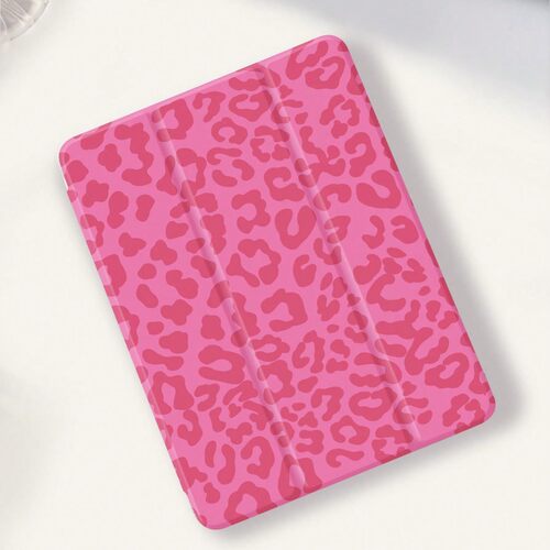 Pink Leopard Print Lightweight Tri Fold Tablet Case 适用 iPad Air 7 11th Gen Pro 11 Mini  9th Gen