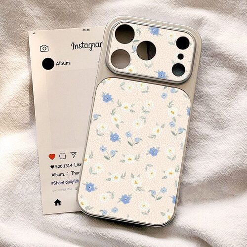 Convertible Large View Window Blue White Floral Girly Phone Case 适用 iPhone 17 16 Pro Max 15 14 Pro