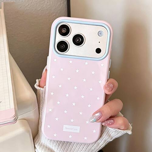 Korean Macaron White Star Pattern Soft TPU Protective Case 适用 iPhone 18 Pro Max 17 16 15 14 13