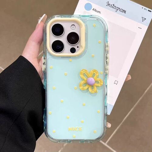 3D Polka Dot Flower Phone Case 适用 iPhone18 Pro Max 17 16 15 14 13 Shockproof Protective Cover