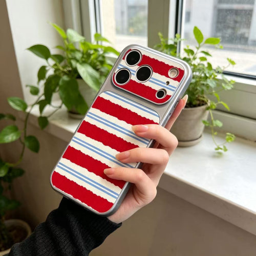Colorful Stripe Lychee Texture Shockproof Phone Case Convertible 适用 iPhone 17 Pro Max 16 15 14