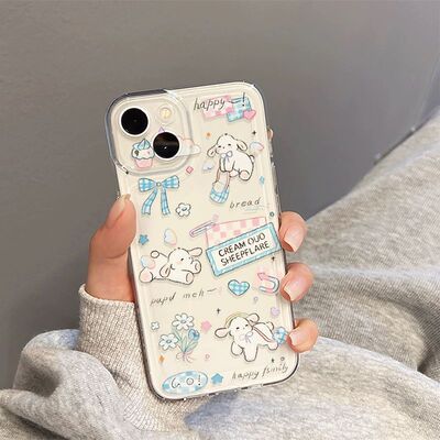 Cute Lamb Design Case 适用 iPhone 13/14/15/16/Pro Max – Minimalist Soft Silicone Cover Stylish