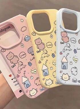 Graffiti Dog Cat  Phone Case 适用 iPhone 17/16/15/14 Pro Soft Silicone Case Mochi Shell 防摔