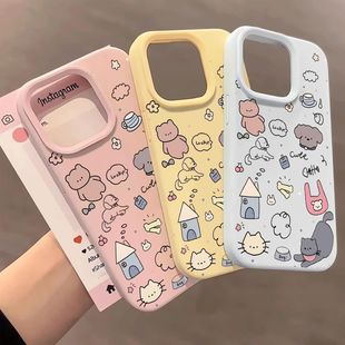 Graffiti Dog Cat  Phone Case 适用 iPhone 17/16/15/14 Pro Soft Silicone Case Mochi Shell 防摔