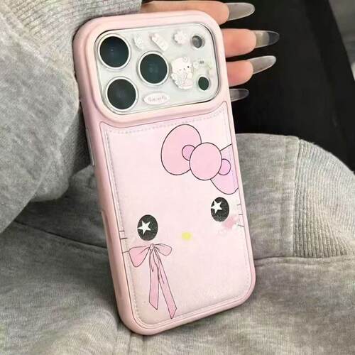 Cute Doodle Face Leather Texture Phone Case 适用 iPhone 17 16 Pro Shockproof Cover Protective Shell