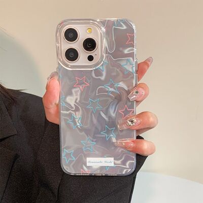 Water ripple blue star pc case适用iphone 11 12 13 14 15 16 17 pro max XR XS MAX 7 8 PLUS