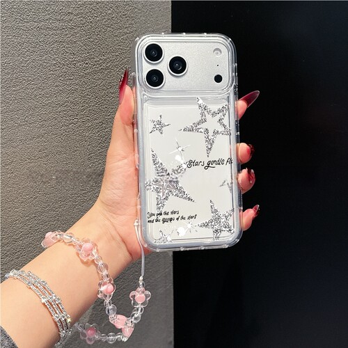 Love Star Butterfly clear chain soft case适用iphone 11 12 13 14 15 16 plus 17 pro max