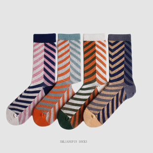 长袜潮 复古中筒袜子男双路无骨缝头棉质情侣个性 2020新品 秋冬季