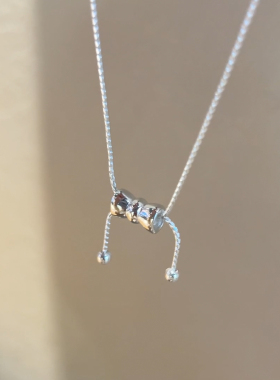 韩国进口925纯银可抽拉立体蝴蝶结项链女轻奢小众精致高级