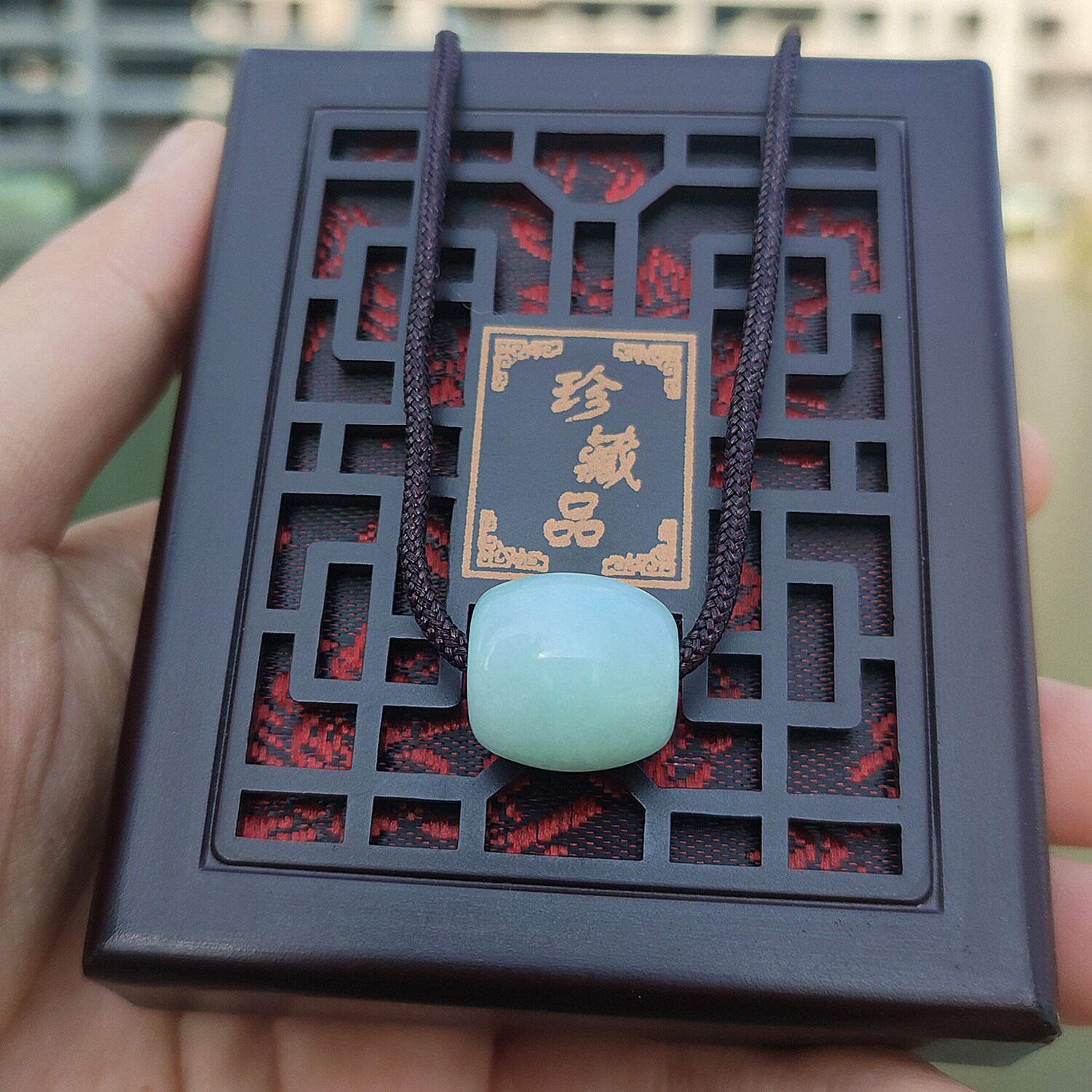 缅甸天然老坑翡翠平安扣淡绿项链吊坠路路通转运珠编织绳链玉挂件