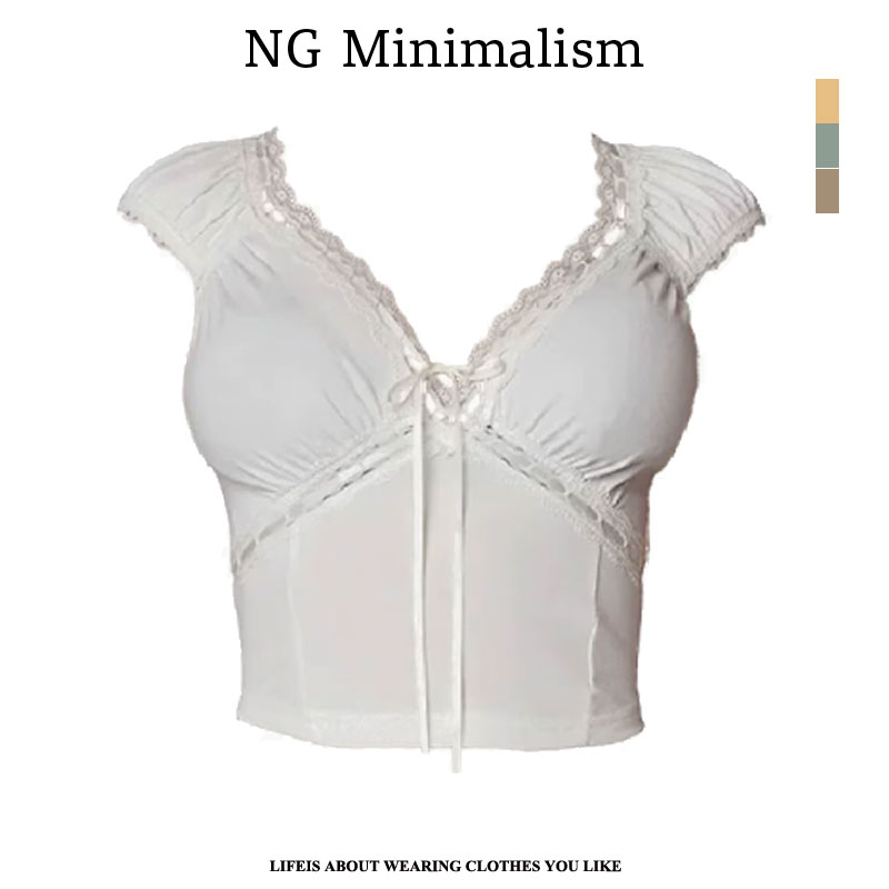 NG Mini 复古辣妹挚爱拼色格纹吊带背心女小众网纱印花短款上衣